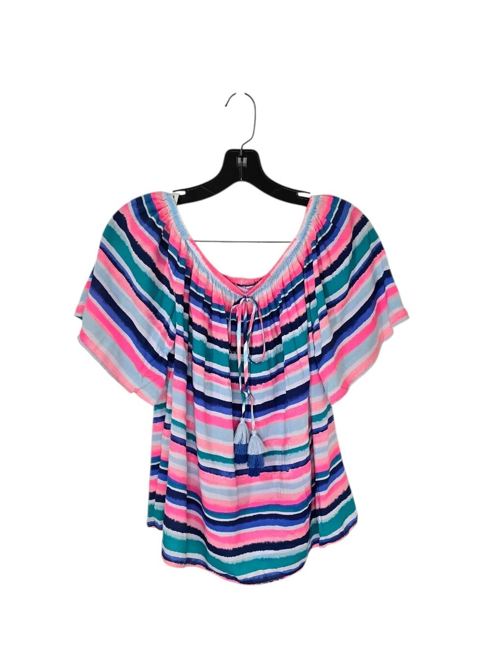 Lilly Pulitzer Sain Sandy Shell Stripe Top Blouse Off Shoulder Women's Medium